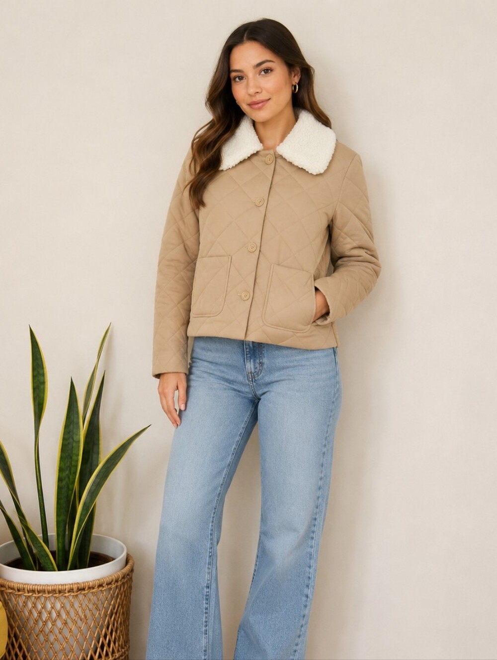 Clemintine quilted jacket sherpa collar by Buffalo